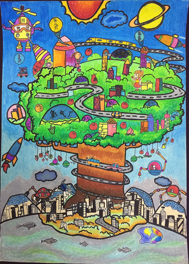 《外太空巨樹之城》金水區(qū)工人第一新村小學 作者：李穎 輔導教師：侯倩倩