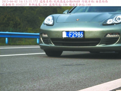 　保時(shí)捷飆車被拍瞬間。湖北省高警總隊(duì)供圖