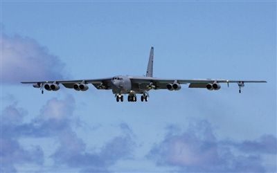 美軍B-52戰(zhàn)略轟炸機(jī)。其為韓三大核保護(hù)傘之一。