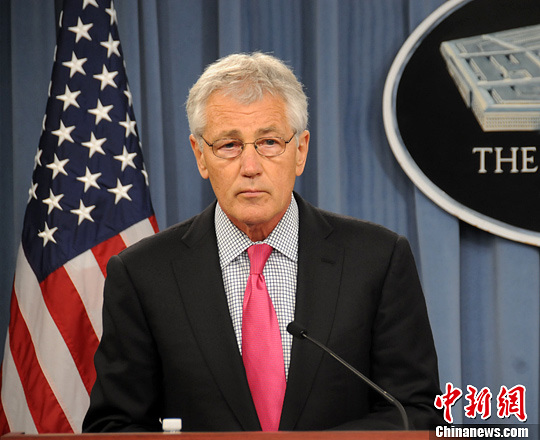 資料圖:華盛頓時(shí)間4月29日,美國(guó)防長(zhǎng)哈格爾與到訪的日本防衛(wèi)大臣小野寺五典舉行會(huì)晤。中新社發(fā) 德永健 攝