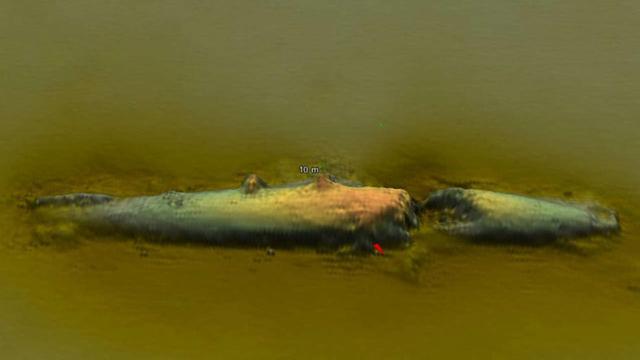 圖為U-78潛艇的聲納掃描圖。