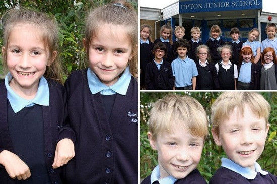 英國又有7對雙胞胎進(jìn)入了同一所小學(xué)，讓人看花了眼。