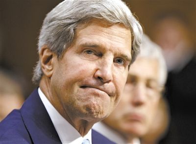 3日，克里在參院聽證會上。