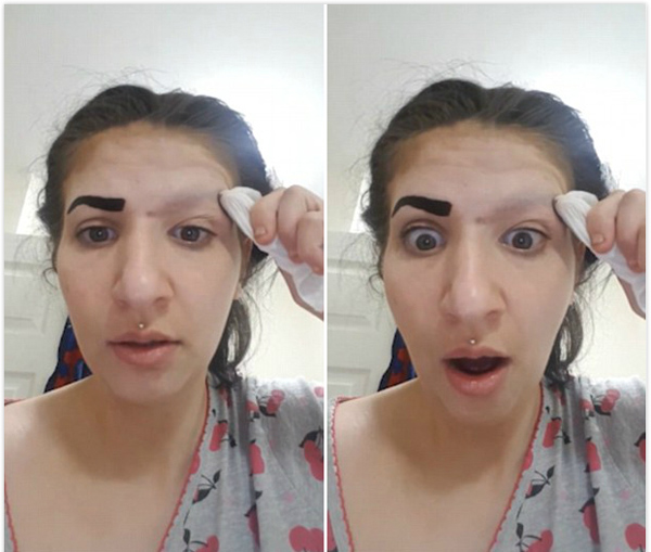 搞笑！女子誤用文眉藥劑導(dǎo)致眉毛不翼而飛