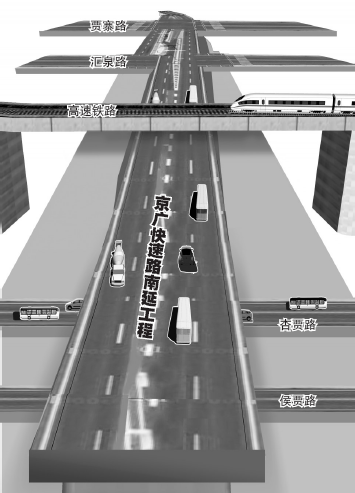 在與南四環(huán)交叉口設(shè)置全互通立交，跨越豫一路、中州大道后和繞城高速銜接，在中州大道和繞城高速建設(shè)組合立