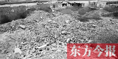 昨日，鄭州市107輔道花園口鎮(zhèn)大廟村，綿延數(shù)公里的城中村拆遷后遺留的建筑垃圾