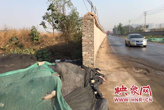 一墻之隔，一邊是道路，一邊是垃圾和荒草，市民質(zhì)疑其為遮羞墻。