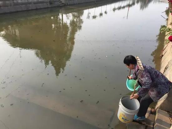 洞庭湖缺水，2015年11月，湖南省南縣石壩村肖喜福老人家中面臨的水質(zhì)型缺水難題。地下水不能喝，只能到被污染的河溝里挑水喝。新華社記者周楠攝