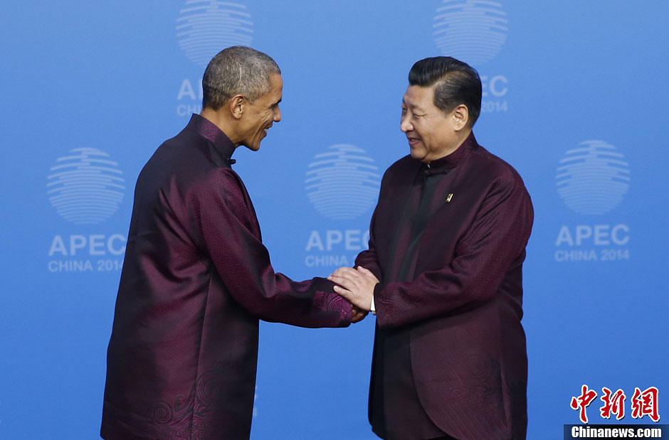 圖為習近平夫婦歡迎美國總統(tǒng)奧巴馬。中新社發(fā) 杜洋 攝