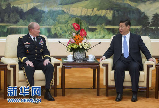 4月23日，中國國家主席、中央軍委主席習(xí)近平在北京會(huì)見美軍參謀長聯(lián)席會(huì)議主席登普西。